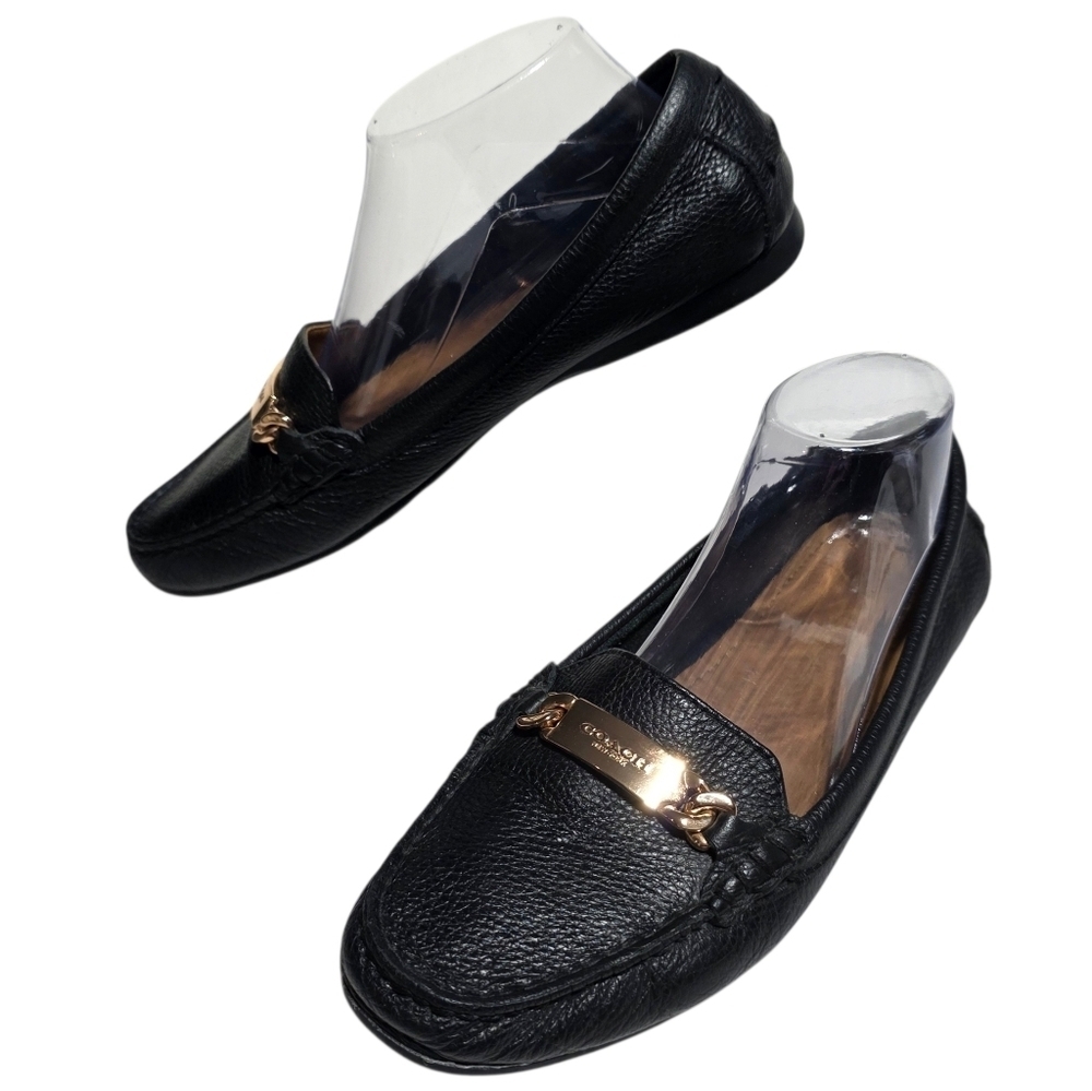 COACH OLIVE PEBBLE LEATHER LOAFER SLIP ON FLATS SZ 9.5
